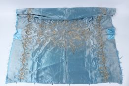 A 19TH CENTURY OTTOMAN DOUBLE SIDED BLUE AND WHITE TEXTILE. 90cms x 82cms