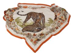A HERMES LIMITED EDITION SILK LEOPARD SCARF.