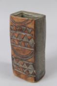 LOUIS HODSON 1960'S. STUDIO POTTERY VASE. Impressed Seal. 16.5cms high.