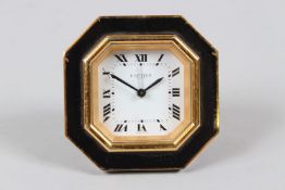 A LOUIS CARTIER OF PARIS OCTAGONAL CLOCK, No. 7507 03475. 7.5cms.