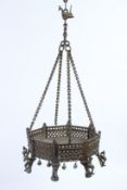 A 19TH CENTURY INDIAN BRONZE OR BRASS BRAZIER. 23cms wide