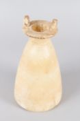 AN EGYPTIAN ALABASTER SITULA, NEW KINGDOM, Circa. 1550-1070 BC, with ring handles to the circular