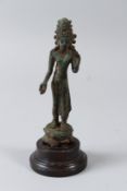 A RARE 7TH - 8TH CENTURY JAVANESE BRONZE FIGURE OF A DEITY. 17cms high