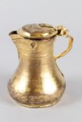 AN OTTOMAN TURKISH TOMBAK COFFEE POT, with hinged cover. 12cms high.