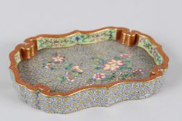 A CHINESE FAMILLE ROSE PORCELAIN TRAY OR BRUSH WASHER, IN THE QIANLONG STYLE, probably 20th century,