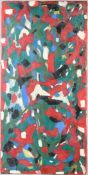 NEJAT DEVRIM (TURKISH). ABSTRACT IN RED, BLUE, GREEN, BLACK AND WHITE, oil on canvas, mounted but