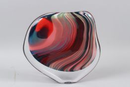A ROBERTO NIEDERER SWISS GLASS VASE, signed. 30cms high.