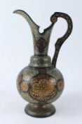 A LATE 19TH CENTURY WILHELM SCHILLER & SOHN POTTERY EWER in the Islamic style. 39cms high