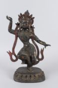A TIBETAN BUDDHISM TEMPLE BRONZE GILT TARA KWAN-YIN GODDESS BUDDHA STATUE. 41cms high.