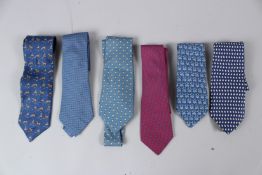 SIX HERMES TIES.