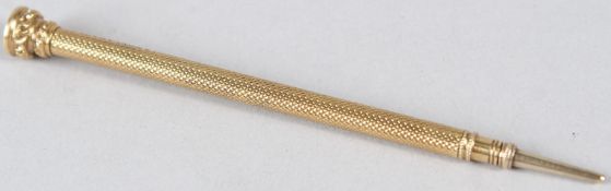 A YELLOW METAL PROPELLING PENCIL, by S. MORDAN & CO.