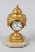 A GOOD ORMOLU DESK CLOCK OF CLASSICAL URN FORM.