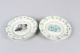 TWO 19TH CENTURY ROYAL COMMEMORATIVE PORCELAIN PLATES, one to commemorate the christening of