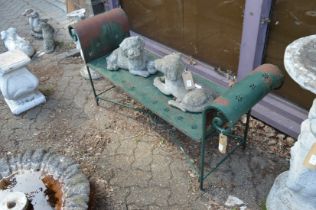 A metal garden bench.