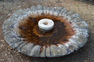 Reconstituted stone bird bath.