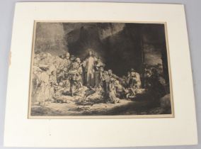 AFTER REMBRANDT VAN RIJN (1606-1669) Christ healing the sick monochrome print unframed 28 x 39.5cm