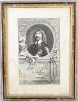 AFTER VAN DYKE Portrait of James Marquis of Montrose engraving (a/f) by J Houbraken 37.5 x 24cm