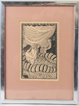 ERIC GILL 'Approaching Dawn' woodcut print 18 x 11.5cm image