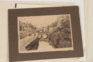 20TH CENTURY ETCHINGS Various artists including NELSON DAWSON J W INCHBOLD unframed various sizes (