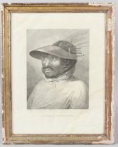 JOHN WEBBER (1750-1793) 'A Man of Oonalashka' engraving by W Sharpe 30 x 24cm plate (a/f)