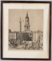 MORTIMER MENPES (1855-1938) 'The Monument' etching signed in pencil artists label verso 27.5 x 23.