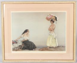 WILLIAM RUSSELL FLINT (1880-1969) Two women coloured print signed in pencil blindstamped 44 x 61cm