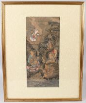 CHINESE SCHOOL Sages seated on a hillside colour print 40 x 19cm