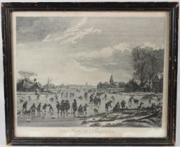 F BASAN AFTER VANDERMEER 'Tems Froid et Neigeux' Figures on a frozen lake engraving (a/f) 33 x 43.