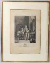 AFTER FRAN VAN MIERIS (1635-1681) 'The Puppy' etching by Pierre François BASAN 34 x 24cm plate