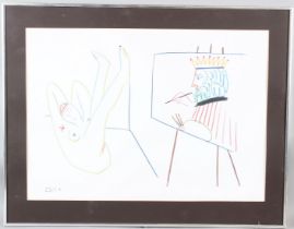 AFTER PABLO PICASSO The Model in the Studio colour print 47 x 65cm (a/f lacks glass)