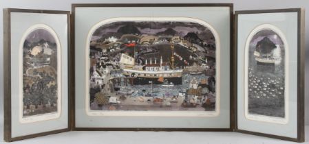 GRAHAM CLARKE (b.1941) 'Arke' 'Gopher' and 'Ararat' tryptich etching 291/300 signed in pencil Arke