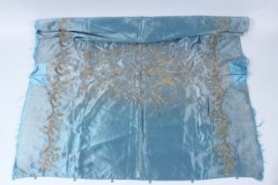A 19TH CENTURY OTTOMAN DOUBLE SIDED BLUE AND WHITE TEXTILE. 90cms x 82cms.