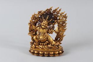 A TIBETAN GILT ALLOY STATUE OF VAJRAPANI. 6ins high.
