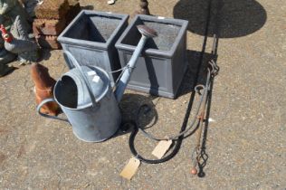 Galvanised watering can and other items.