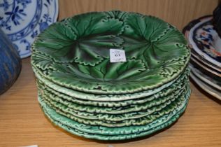 Eight cabbage leaf plates.