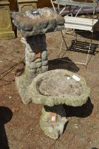 Two reconstituted stone bird baths.