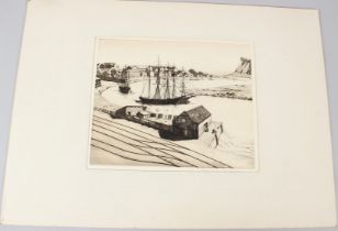 KENNETH HOLMES (1902-1994) 'Teignmouth' etching signed and inscribed unframed 23 x 27.5cm