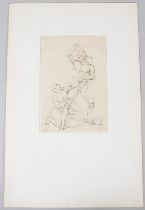 JOHN GIBSON (1791-1866) 'Achilies and Lycaon' ink design for a sculpture inscribed verso mounted