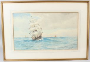 ERNEST STUART Clipper on the high sea watercolour signed 28 x 48.5cm