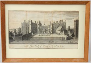 SAMUEL AND NATHANIEL BUCK 'The East View of Tong Castle' engraving 15 x 27.5cm