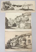 SAMUEL PROUT (1783-1852) 'Leskeard Cornwall' etching 20 x 31cm and two other etchings 'Near Saltash'