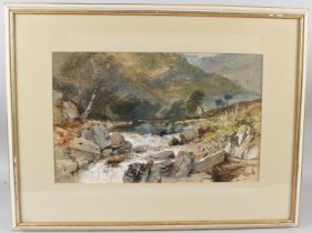 ATTRIBUTED TO DAVID COX JNR Waterfalls on the River Llugwy watercolour heightened with white