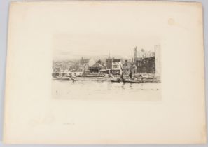 RICHARD GIBBS HENRY TOOVEY(1861-1927) 'Wapping' etching monogrammed in the print unframed 12 x 19.