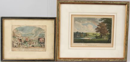 VICTORIAN SCHOOL 'Death of General Sir Robert Sale' and 'Walton Bridge' two coloured engravings 10 x