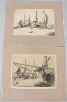 PRESTON CRIBB (1876-1937) 'Mending the Nets Hastings' etching signed and inscribed in pencil 17.5