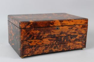 A FINE, LARGE 19TH CENTURY JAPANESE GILDED TORTOISESHELL BOX with lacquered interior. 38cm x 18cm