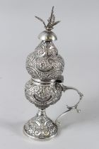 A FINE ISLAMIC POSSIBLY OTTOMAN WHITE METAL INCENSE BURNER 229gms, 23cm.