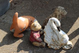 Four garden animals.