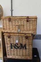 Two Fortnum & Mason wicker baskets.