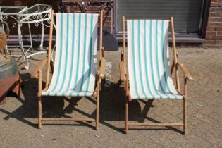 A pair of deck chairs.